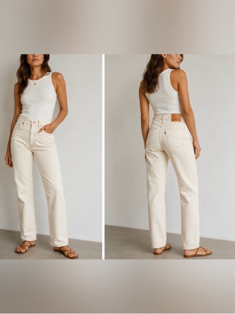 NWT Levi’s 501 Original High rise straight leg button fly Cream 29 x 30